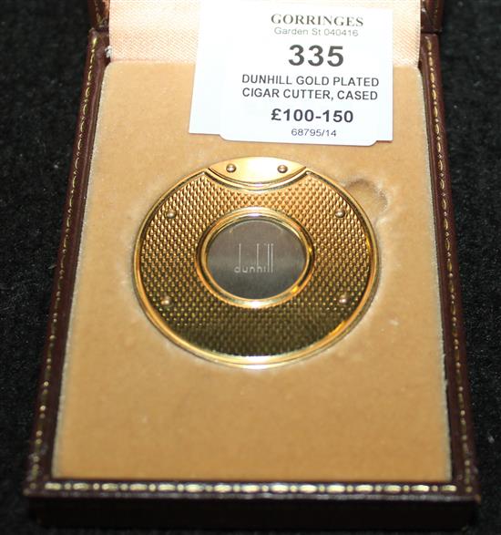 Dunhill gold plated cigar cutter, cased